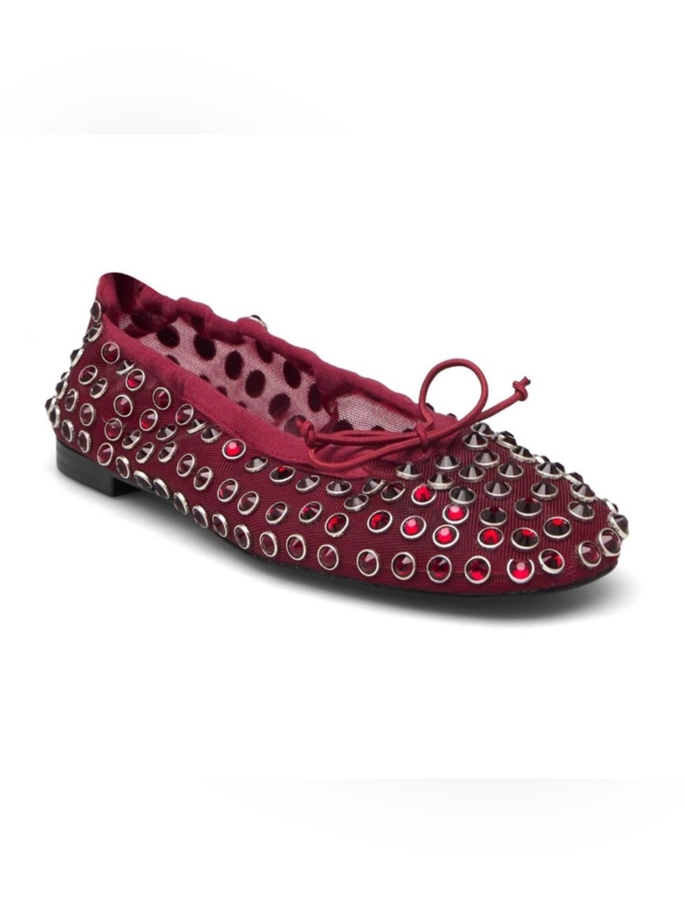 NEW MANGO MNG RED STUDDED RHINESTONE MESH BALLERINA BALLET FLATS SHOES 36 US 6